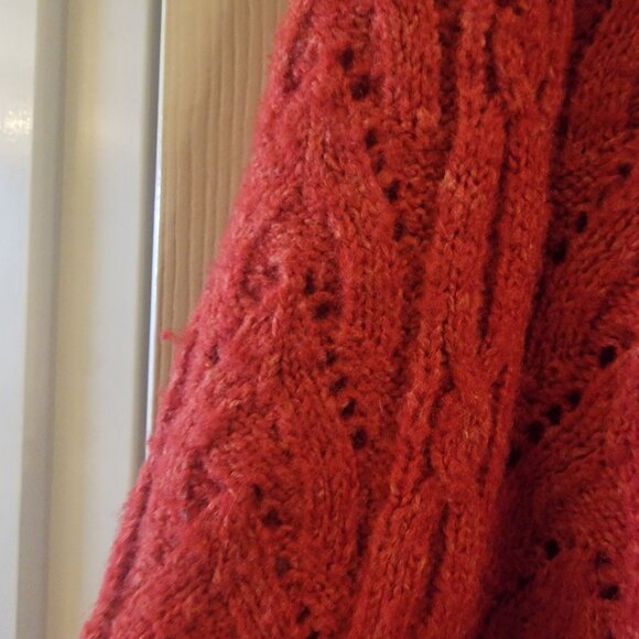 Vintage Orange-Red pointelle cardigan sweater from Anthropologie (approx M) - Picture 5 of 12